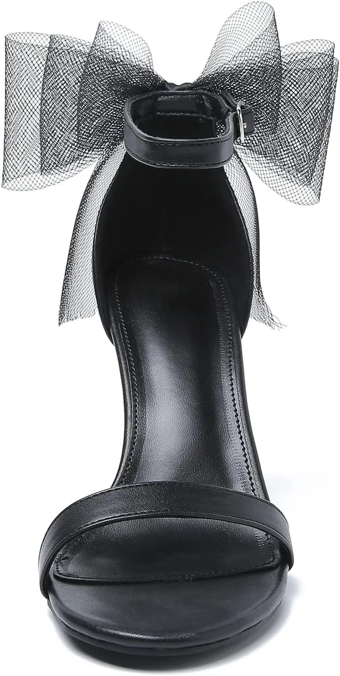 LIURUIJIA Women's Open Toe Stiletto Heels with Bow One Strap Sandals Wedding Party Prom Dress Shoes