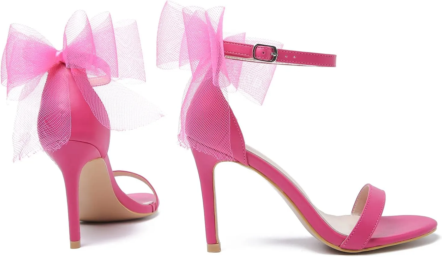 LIURUIJIA Women's Open Toe Stiletto Heels with Bow One Strap Sandals Wedding Party Prom Dress Shoes