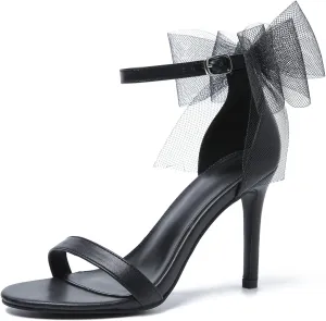 LIURUIJIA Women's Open Toe Stiletto Heels with Bow One Strap Sandals Wedding Party Prom Dress Shoes