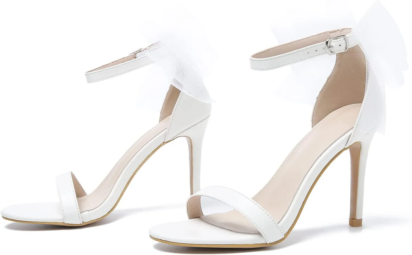 LIURUIJIA Women's Open Toe Stiletto Heels with Bow One Strap Sandals Wedding Party Prom Dress Shoes