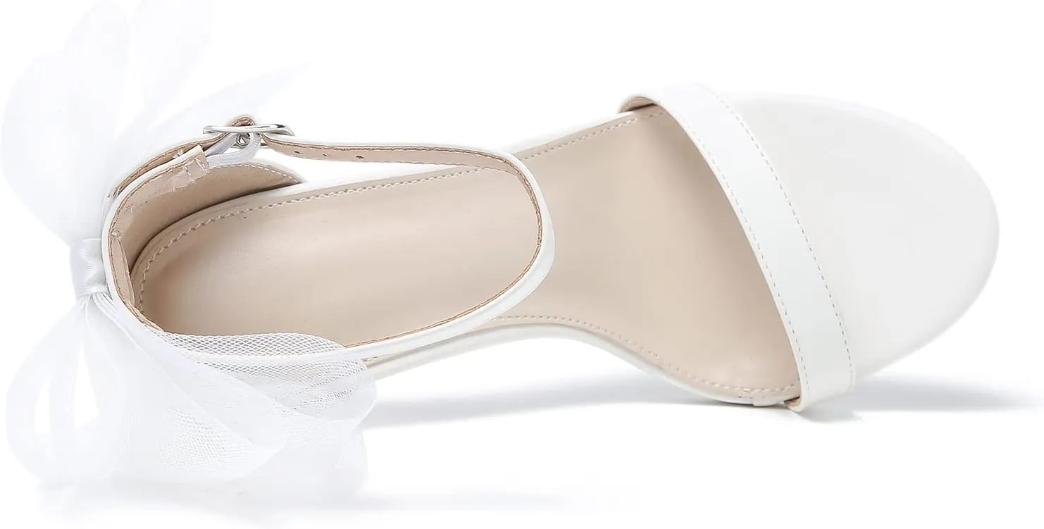 LIURUIJIA Women's Open Toe Stiletto Heels with Bow One Strap Sandals Wedding Party Prom Dress Shoes