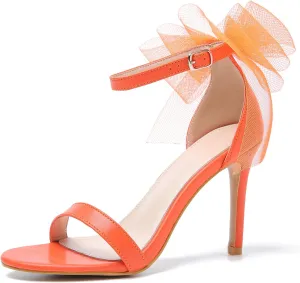 LIURUIJIA Women's Open Toe Stiletto Heels with Bow One Strap Sandals Wedding Party Prom Dress Shoes