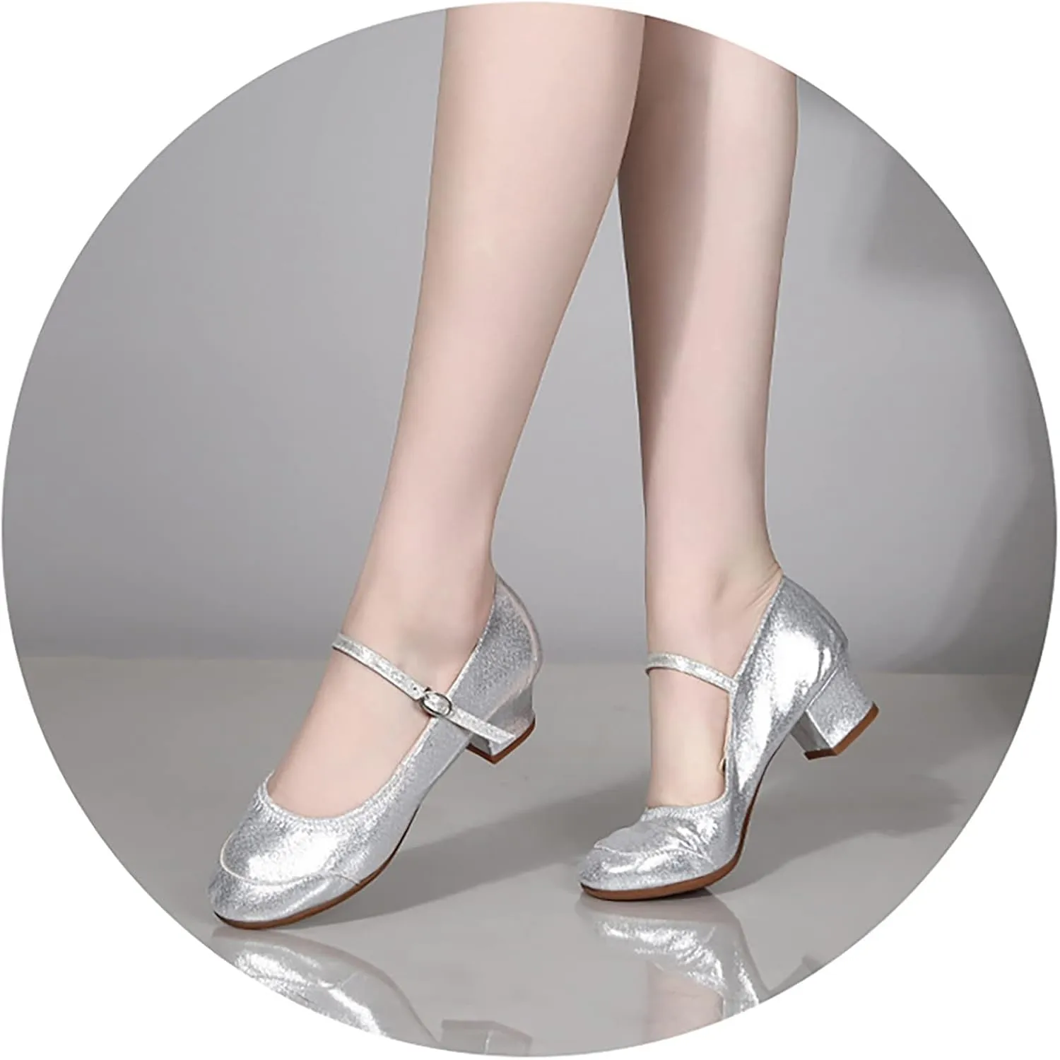Low Heel Pumps Women's Dress Shoes T Strap Mary Janes Ladies Elegant Dancing Shoe Comfortable Closed Toe Heels
