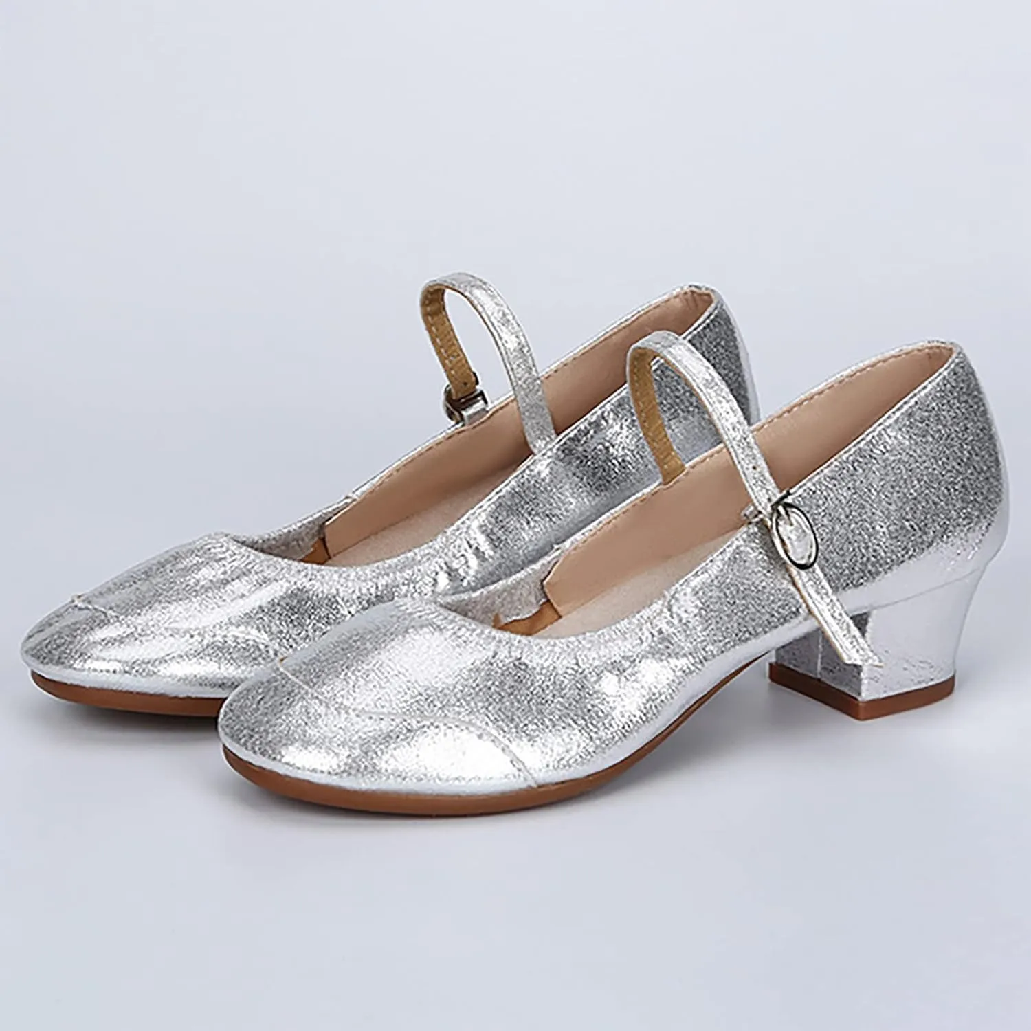 Low Heel Pumps Women's Dress Shoes T Strap Mary Janes Ladies Elegant Dancing Shoe Comfortable Closed Toe Heels