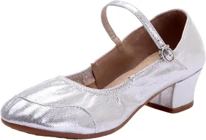 Low Heel Pumps Women's Dress Shoes T Strap Mary Janes Ladies Elegant Dancing Shoe Comfortable Closed Toe Heels