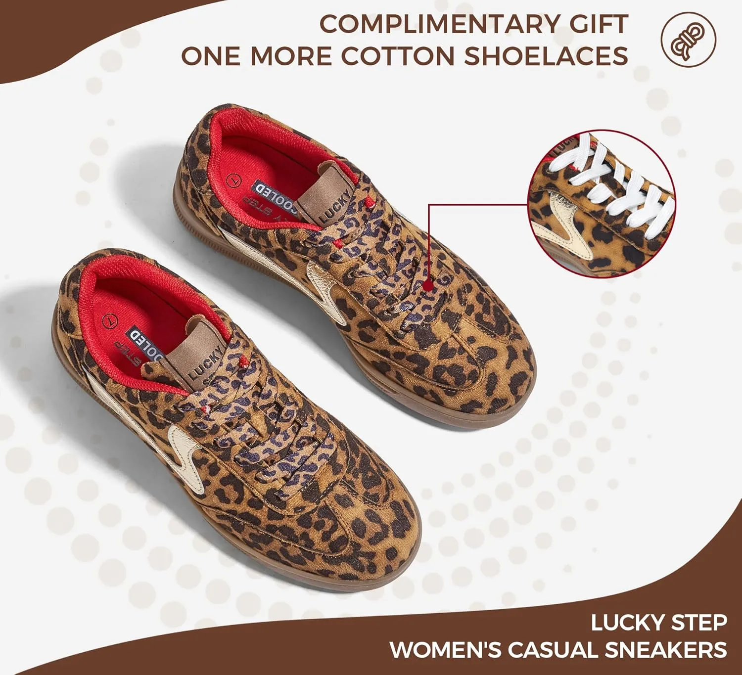 LUCKY STEP Women's Retro Fashion Sneakers Classic Cute Casual Trainers Trendy Footwear Lace up Tennis Walking Skate Shoes