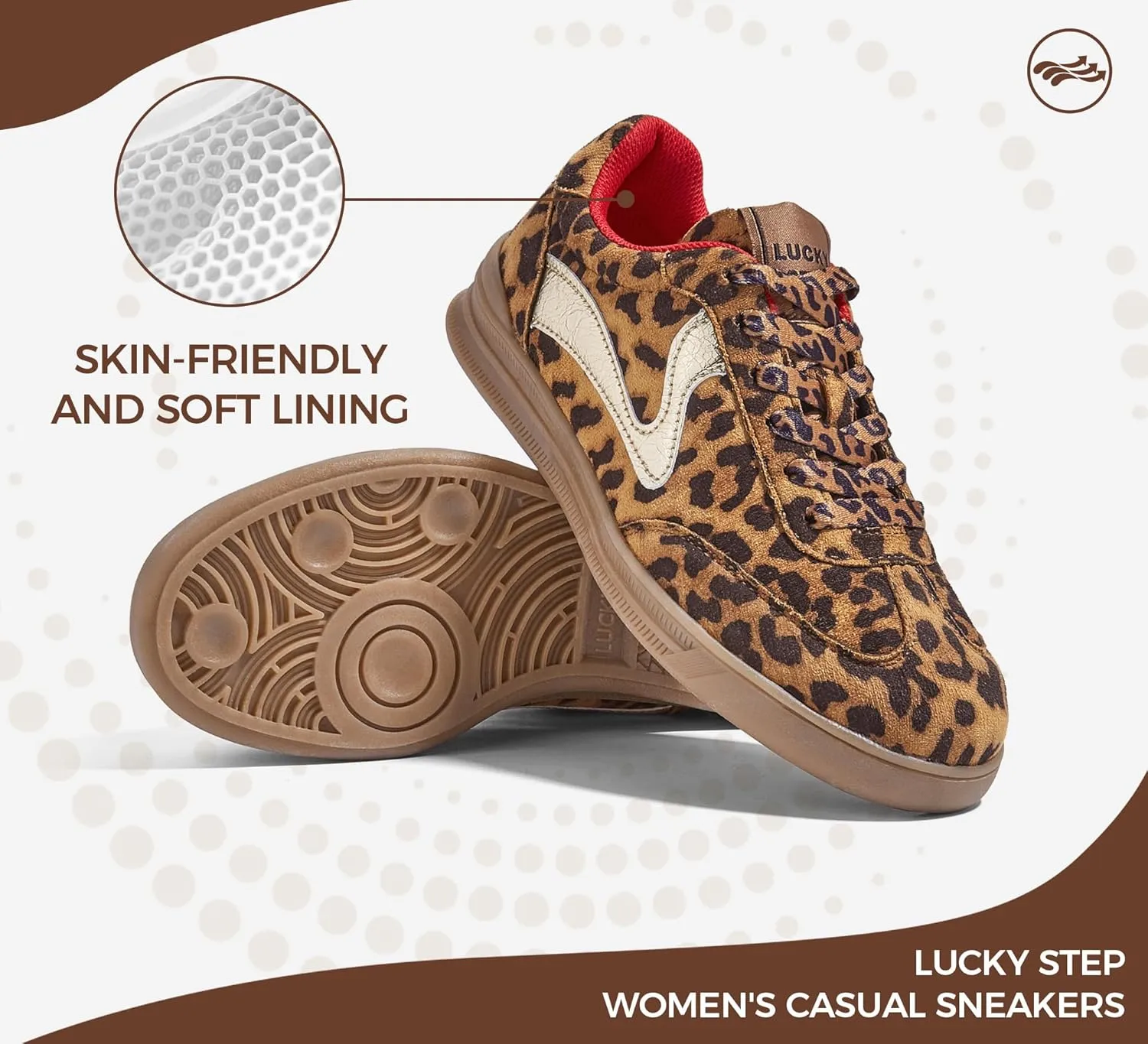 LUCKY STEP Women's Retro Fashion Sneakers Classic Cute Casual Trainers Trendy Footwear Lace up Tennis Walking Skate Shoes