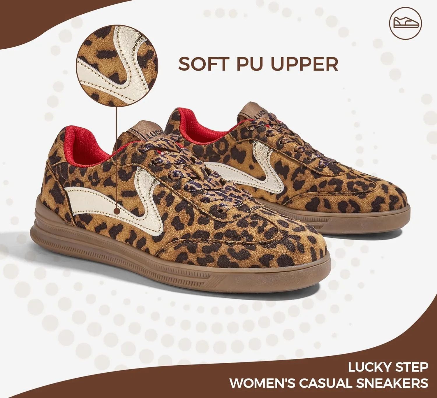 LUCKY STEP Women's Retro Fashion Sneakers Classic Cute Casual Trainers Trendy Footwear Lace up Tennis Walking Skate Shoes