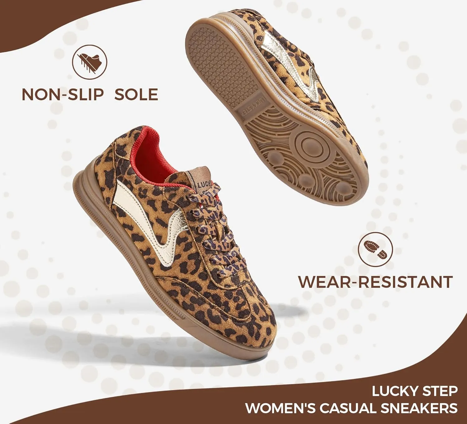 LUCKY STEP Women's Retro Fashion Sneakers Classic Cute Casual Trainers Trendy Footwear Lace up Tennis Walking Skate Shoes