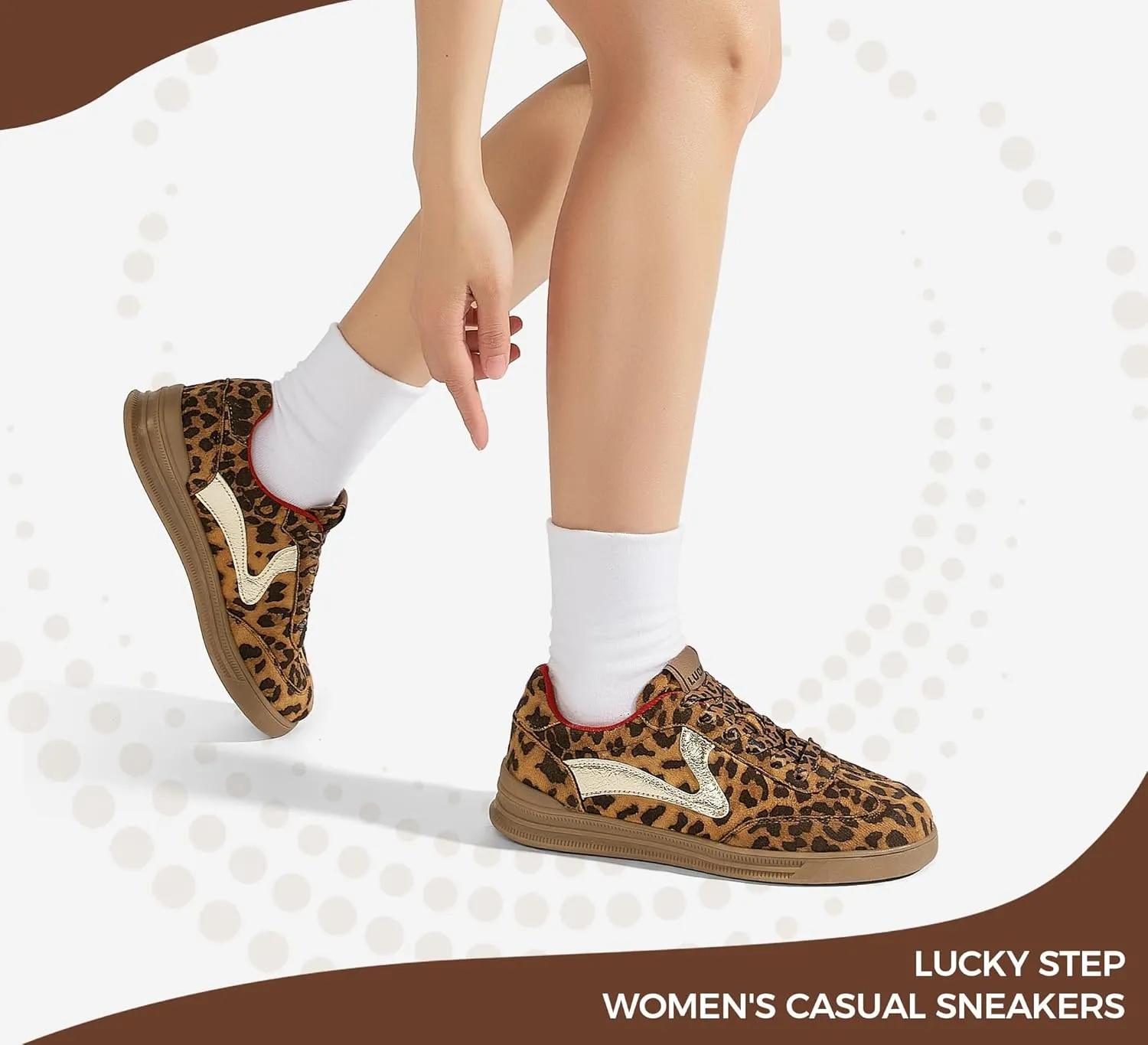 LUCKY STEP Women's Retro Fashion Sneakers Classic Cute Casual Trainers Trendy Footwear Lace up Tennis Walking Skate Shoes