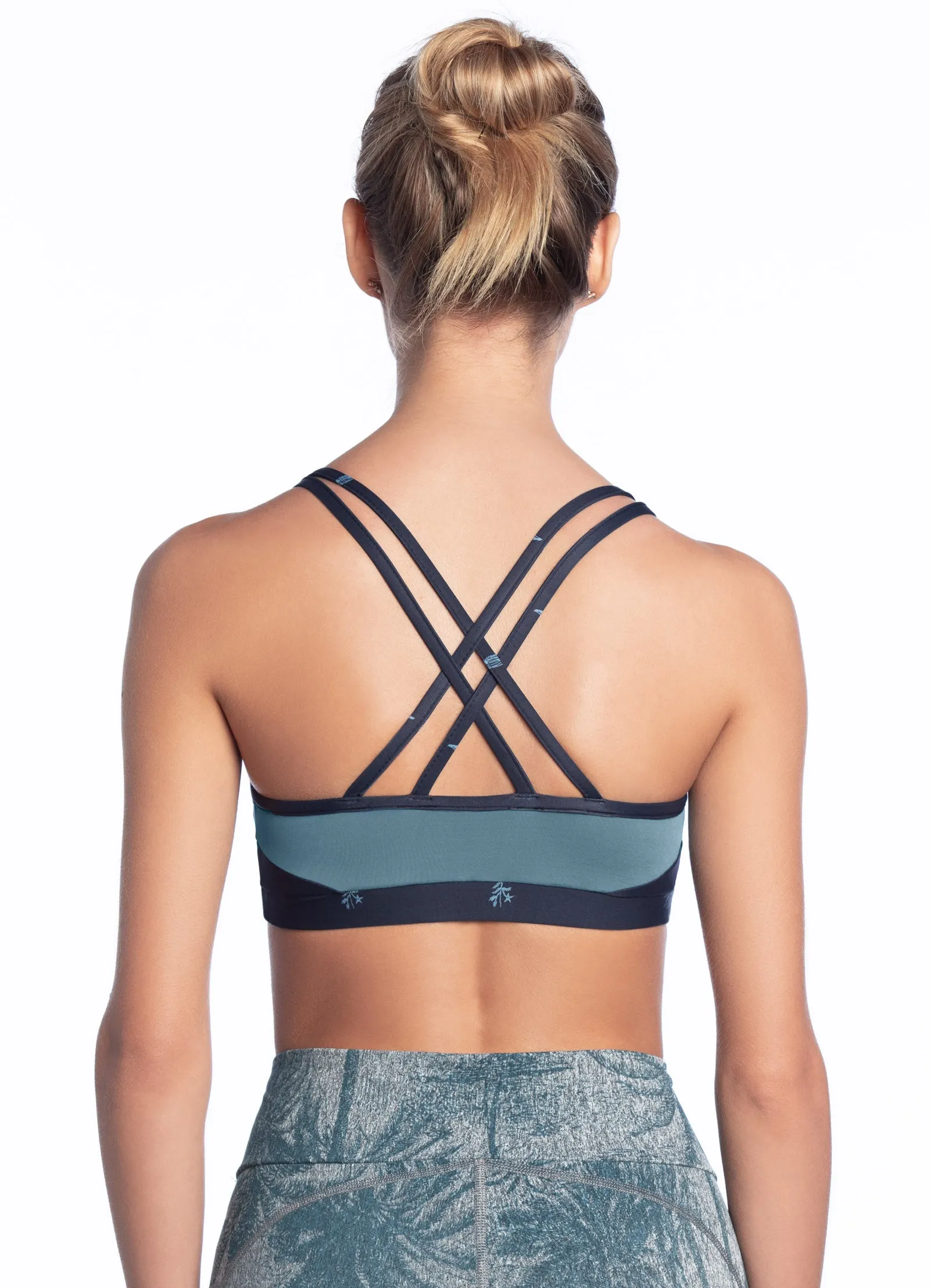 Maaji Mist Aster Prussian Low Impact Strappy Sports Bra