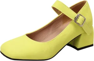 Mary Janes for Women Chunky Heel Pumps Square Toe Dress Shoes Ankle Strap Office Shoes Vintage Heels