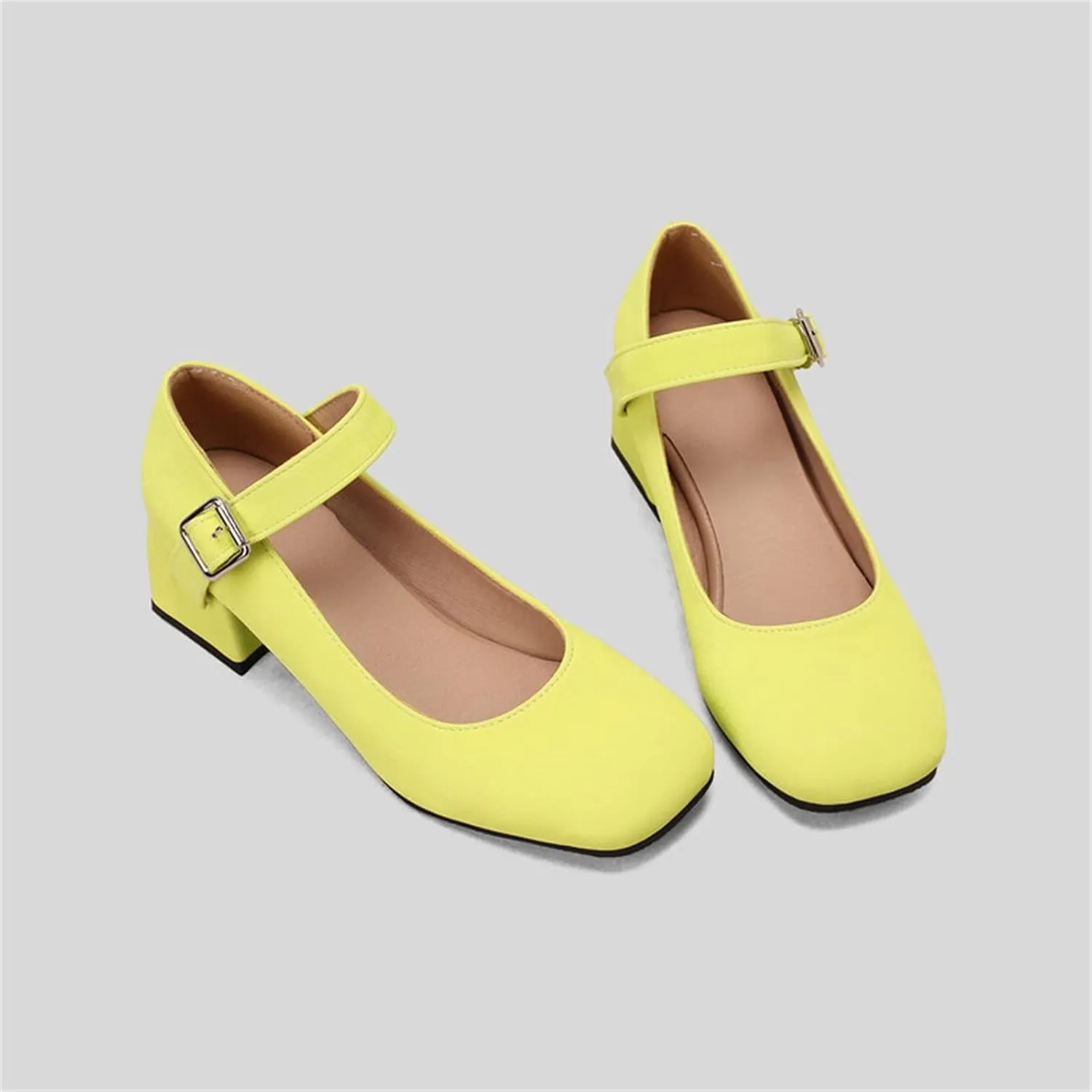 Mary Janes for Women Chunky Heel Pumps Square Toe Dress Shoes Ankle Strap Office Shoes Vintage Heels