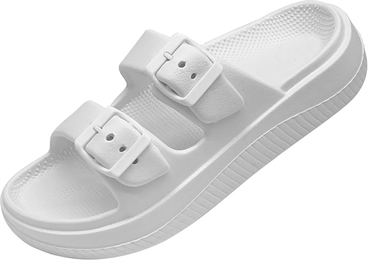 Men and Women Comfy Slide Sandals Double Buckle Adjustable Buckle EVA Flat Sandals Lightweight Thick Non Slip Sole
