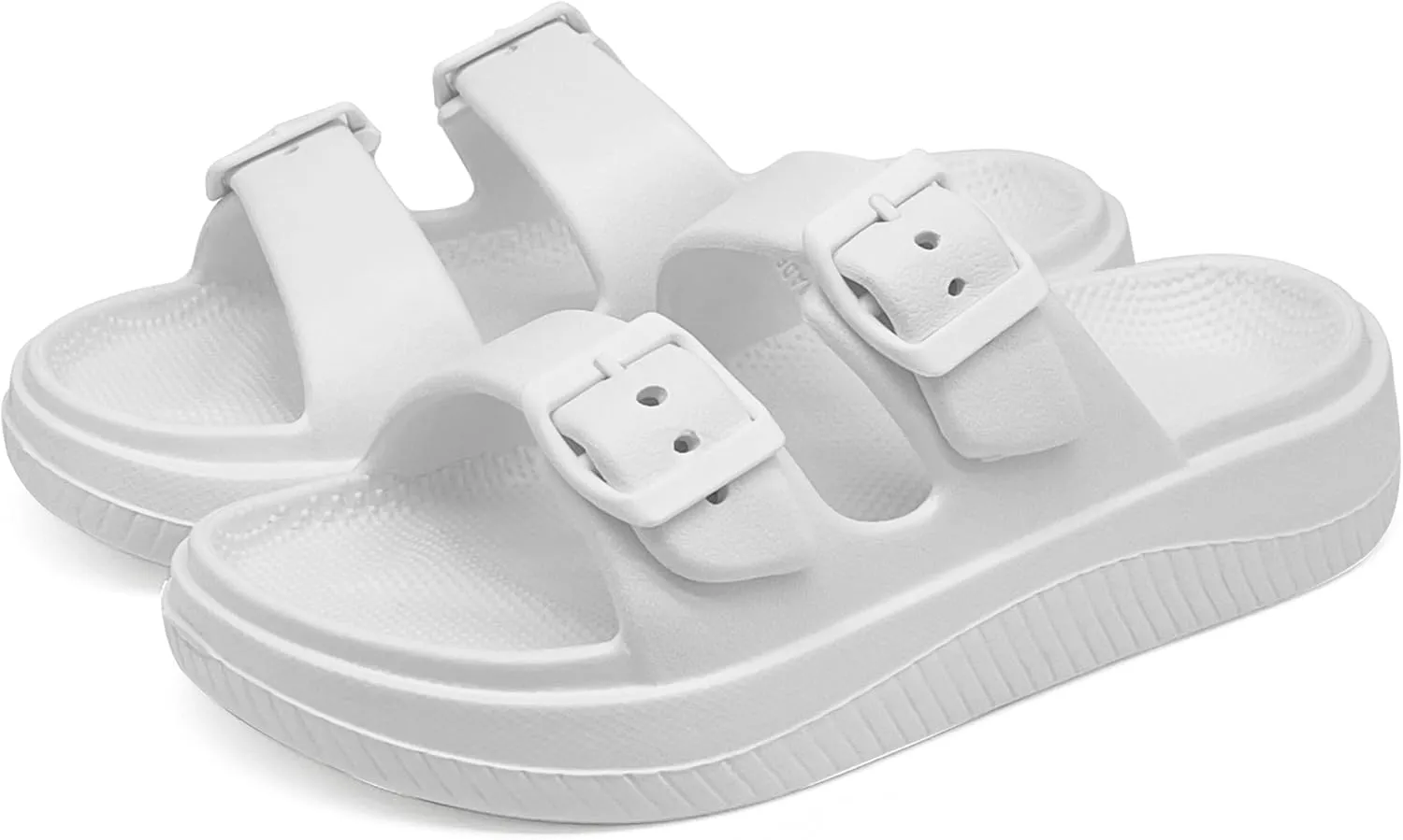 Men and Women Comfy Slide Sandals Double Buckle Adjustable Buckle EVA Flat Sandals Lightweight Thick Non Slip Sole