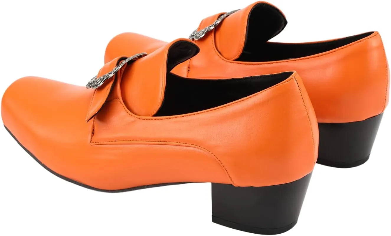 Men Retro Loafers Metal Square Buckle Formal Shoes Halloween Cosplay Shoes