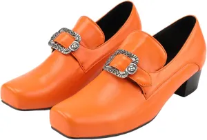 Men Retro Loafers Metal Square Buckle Formal Shoes Halloween Cosplay Shoes