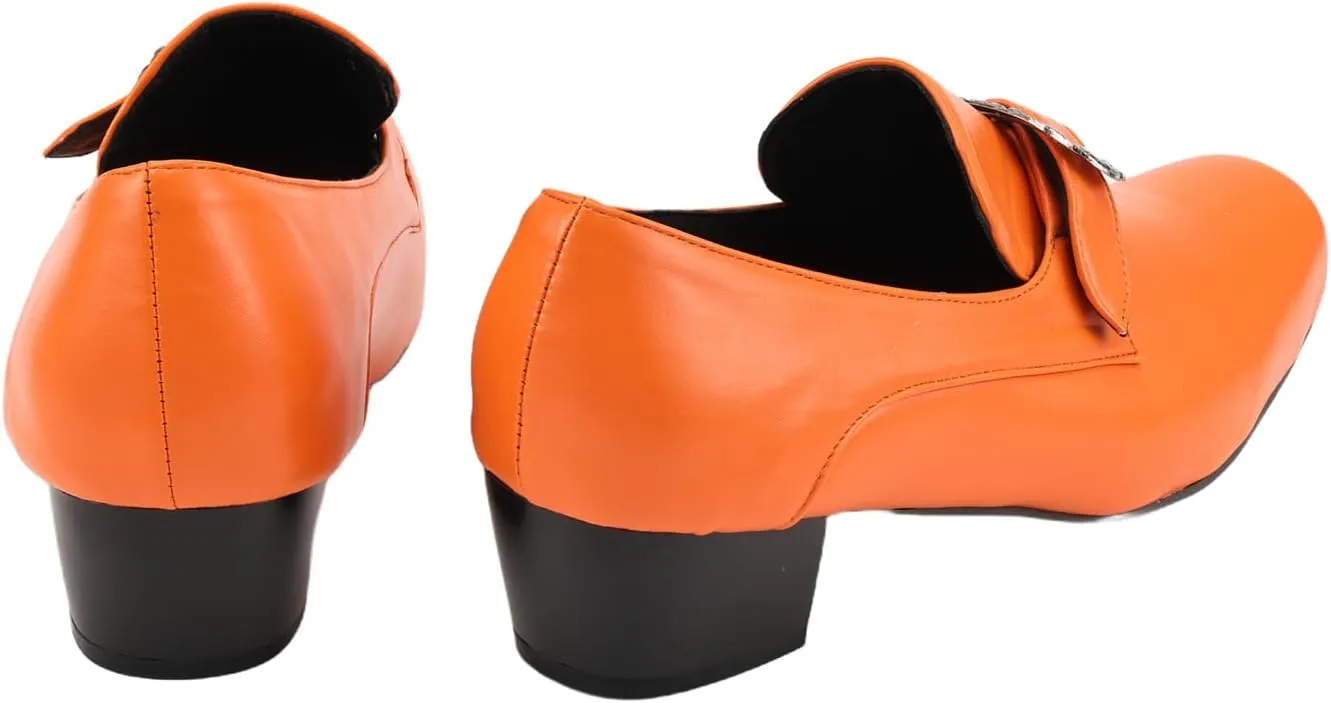 Men Retro Loafers Metal Square Buckle Formal Shoes Halloween Cosplay Shoes