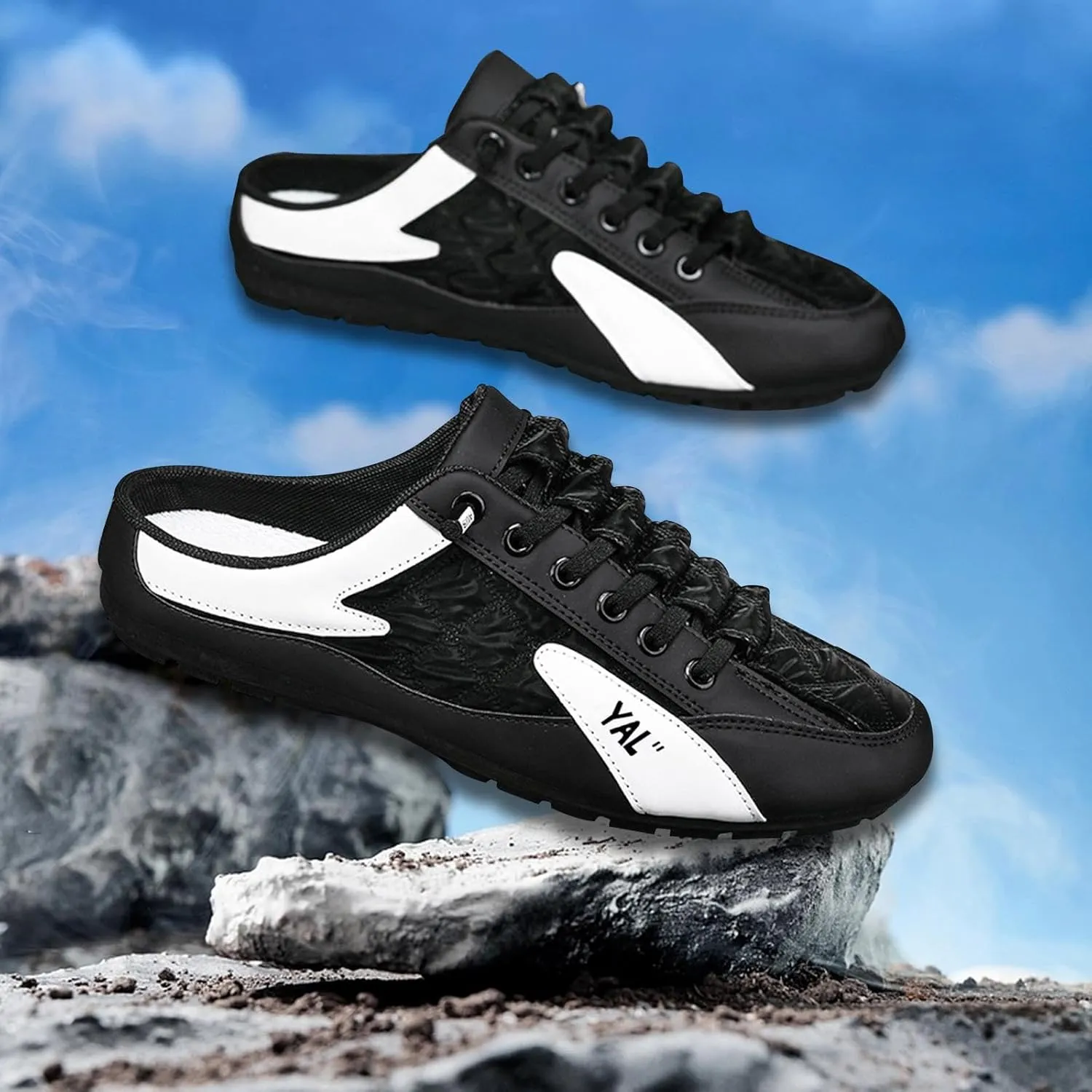 Men Slip on Mule Sneakers Men Clippers Fashion Lightweight Backless Sneakers Casual Sports Shoes Loafers for Trekking, Hiking, Trip, Pants, Kids