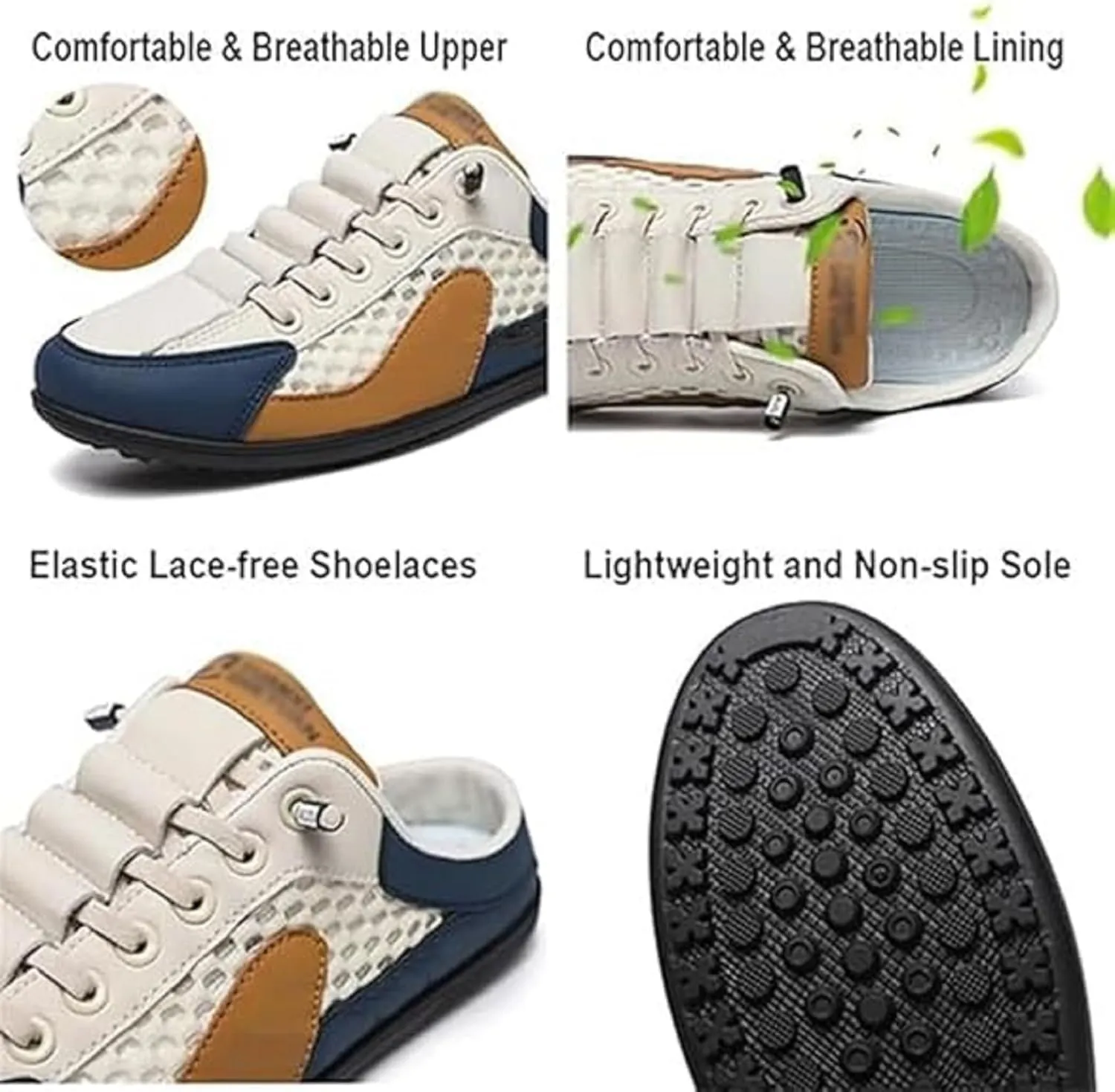 Men Slip on Mule Sneakers Men Slippers Casual Sports Shoes, Mesh Trendy Sneakers, Summer men's sports slippers