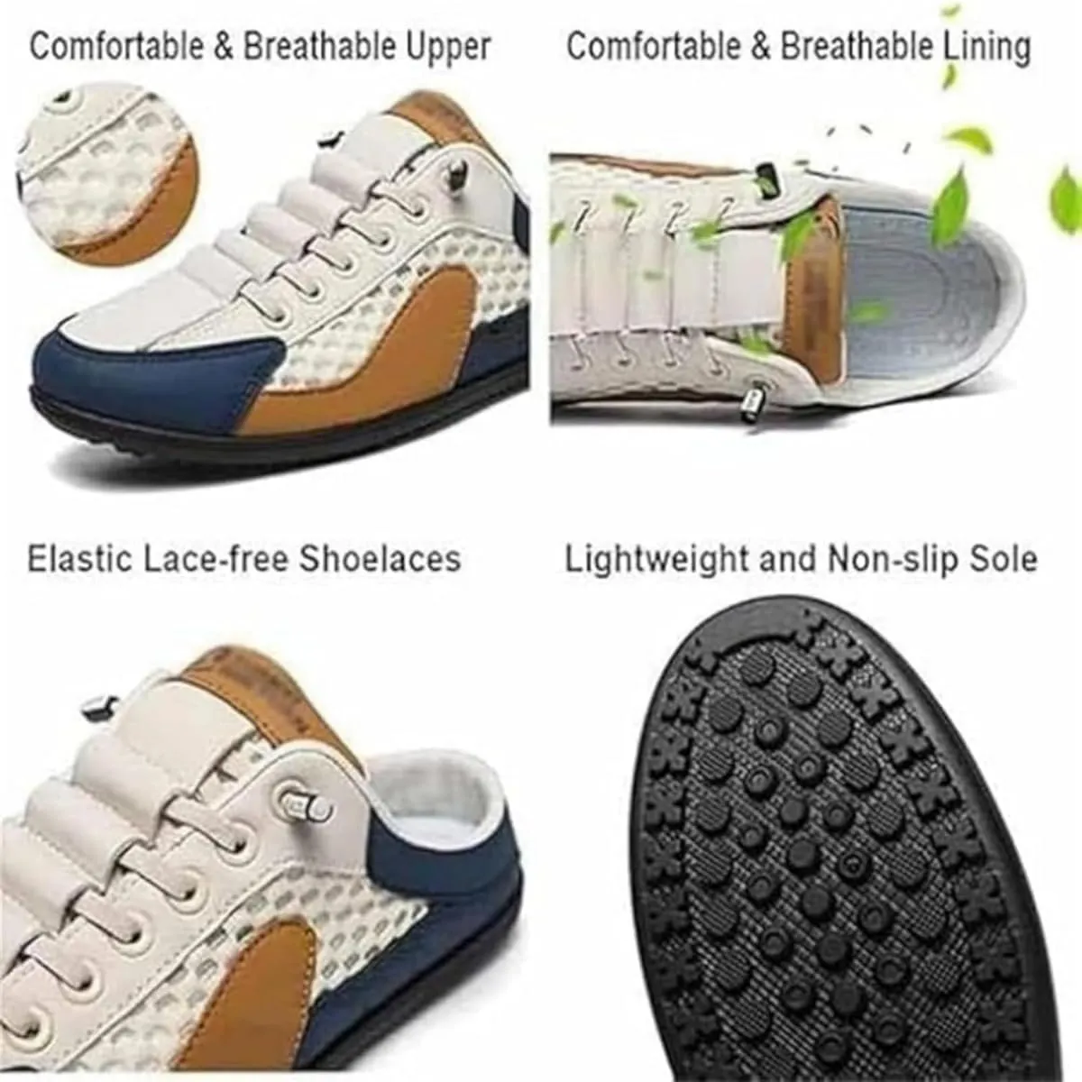Men Slip on Mule Sneakers Men Slippers Casual Sports Shoes, Mesh Trendy Sneakers, Summer men's sports slippers