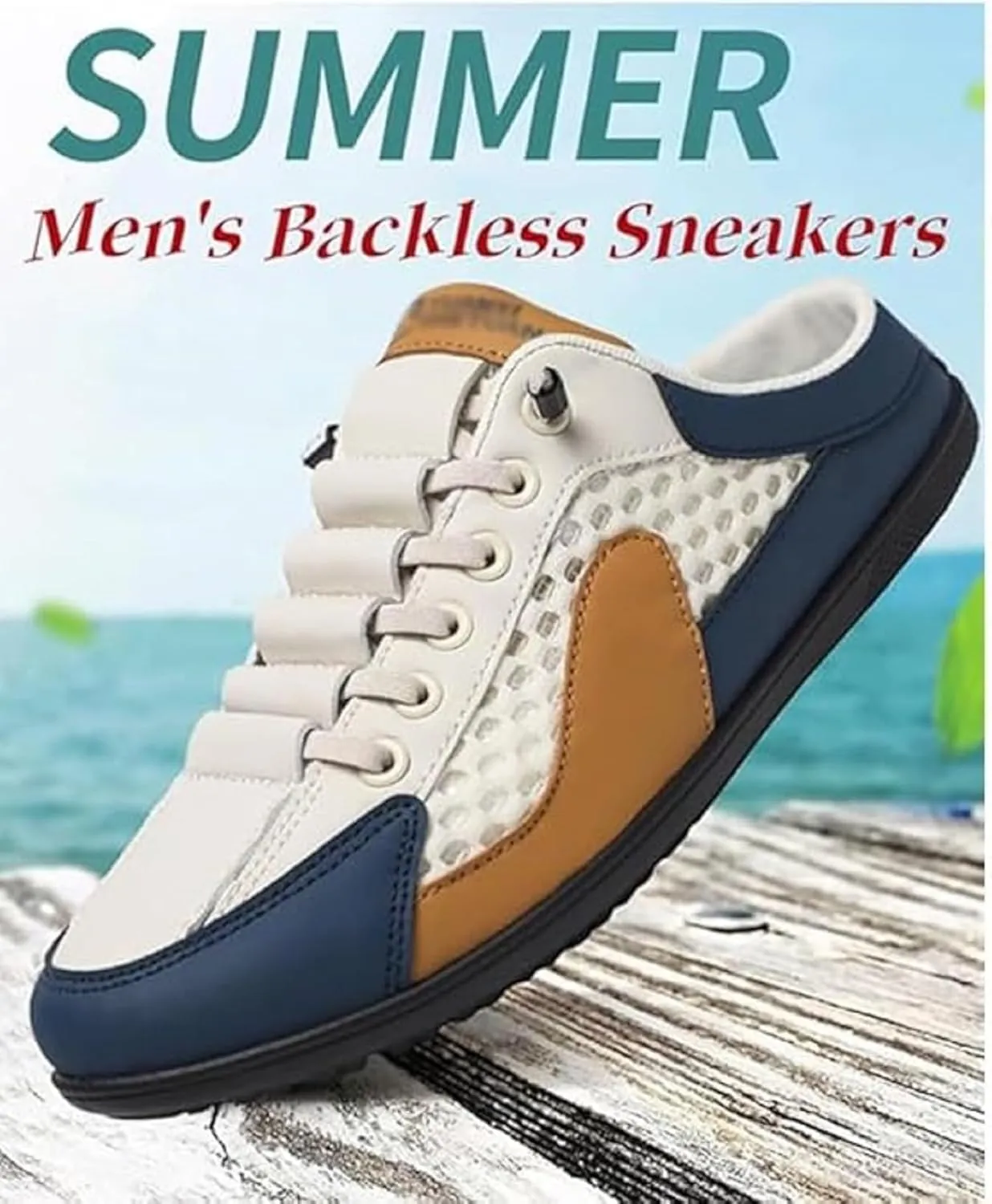 Men Slip on Mule Sneakers Men Slippers Casual Sports Shoes, Mesh Trendy Sneakers, Summer men's sports slippers
