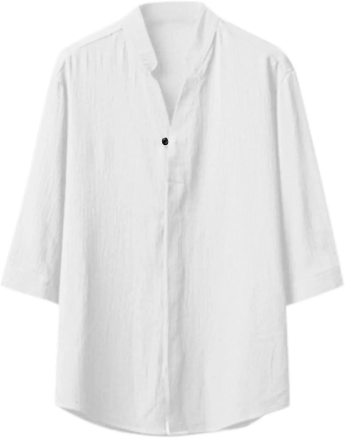Men's 2 Pieces Linen Set, Summer Casual Breathable Henley Button Down Half Sleeve Shirts & Beach Yoga Long Pants Outfits