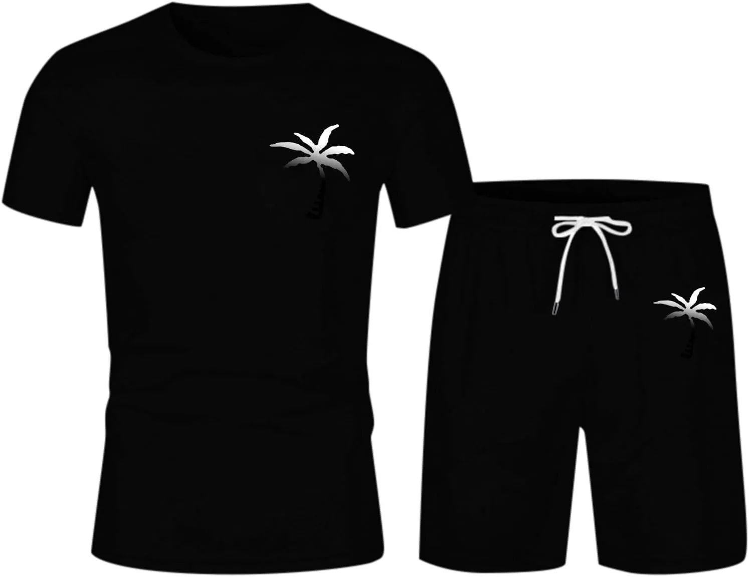 Mens Casual 2 Piece Outfits-Short Sleeve Athletic Set Oversize T-Shirts Drawstring Shorts Comfy Tracksuit Set Streetwear