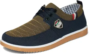 Mens Casual Fashion Sneakers Breathable Canvas Lace-Up Boat Shoes Non-Slip Daily Comfortable Shoes for Men