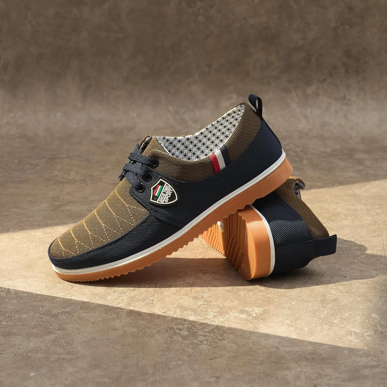 Mens Casual Fashion Sneakers Breathable Canvas Lace-Up Boat Shoes Non-Slip Daily Comfortable Shoes for Men