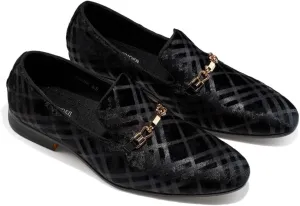 Mens Dress Velvet Shoes Dress Loafers Velvet Slip on for Men - Vintage Fashion Velvet Dress Shoes for Mens - with & Elegant Gold Buckle