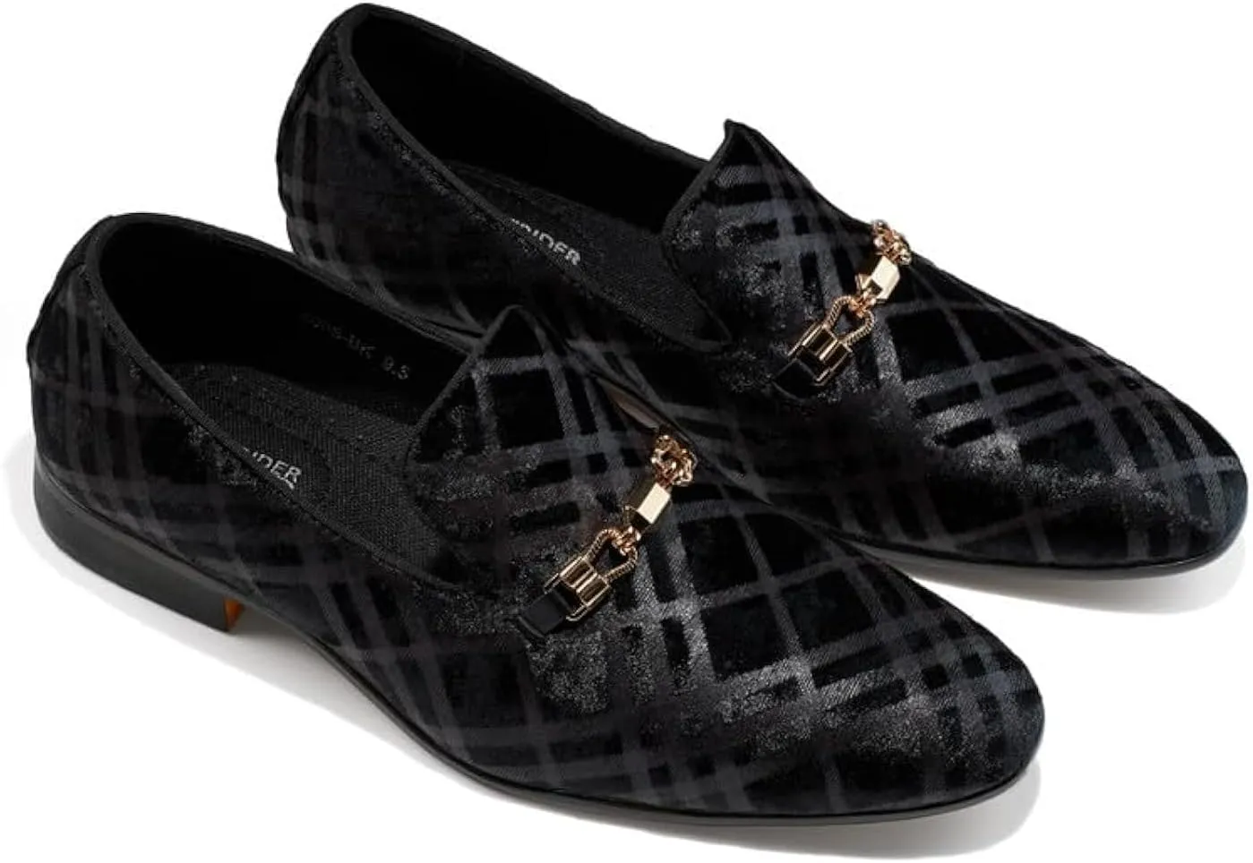 Mens Dress Velvet Shoes Dress Loafers Velvet Slip on for Men - Vintage Fashion Velvet Dress Shoes for Mens - with & Elegant Gold Buckle