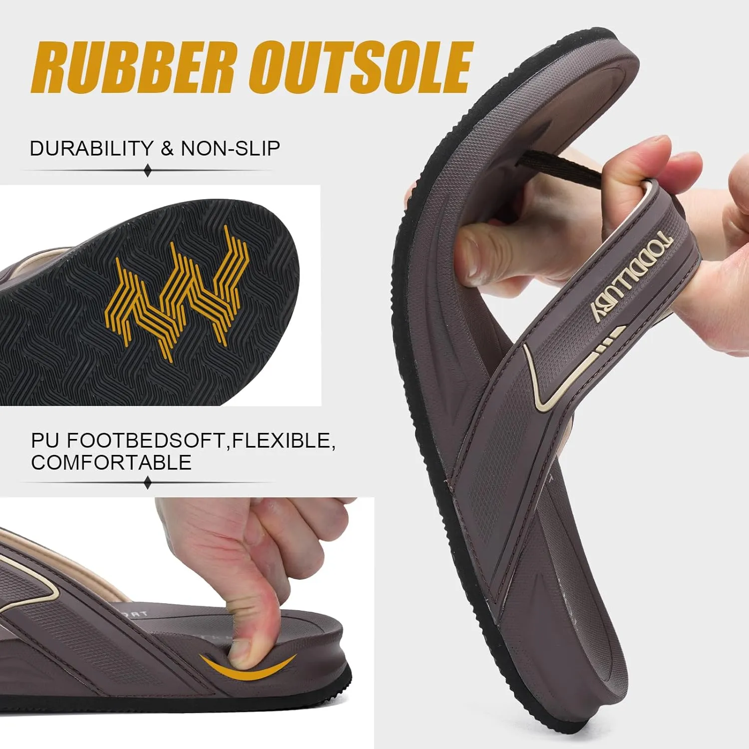 Mens Flip Flops With Arch Support Ultra Soft Cushion Footbed Durable Outsole Comfortable Summer Beach Thong Sandals Yoga Foam Cushion Slip on Slippers
