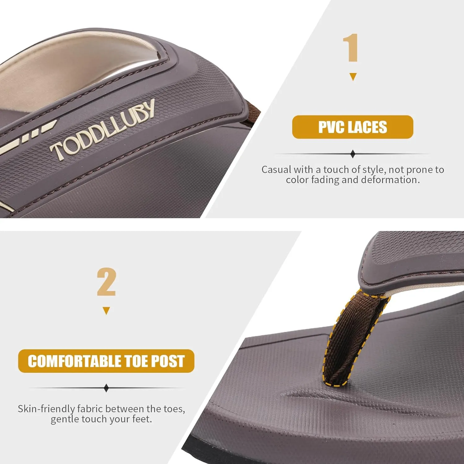 Mens Flip Flops With Arch Support Ultra Soft Cushion Footbed Durable Outsole Comfortable Summer Beach Thong Sandals Yoga Foam Cushion Slip on Slippers