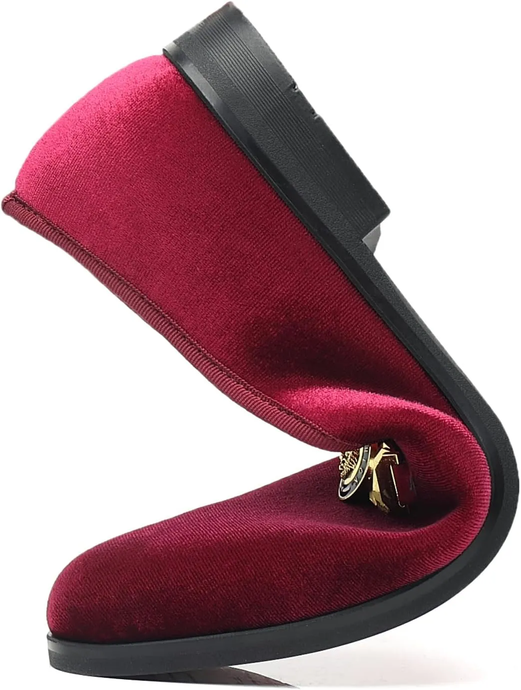 Men's Loafers Velvet Gold Buckle Fashion Handmade Party Wedding Prom Shoes