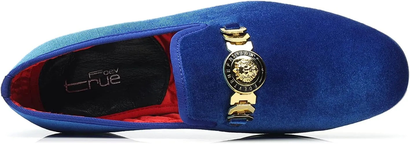 Men's Loafers Velvet Gold Buckle Fashion Handmade Party Wedding Prom Shoes
