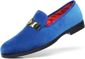 Men's Loafers Velvet Gold Buckle Fashion Handmade Party Wedding Prom Shoes