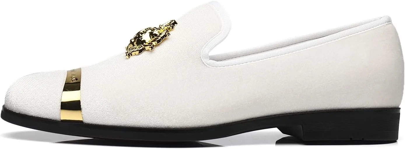 Men's Loafers Velvet Gold Buckle Fashion Handmade Party Wedding Prom Shoes