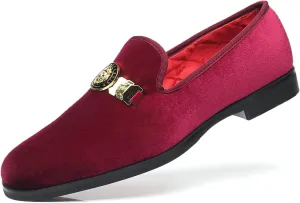 Men's Loafers Velvet Gold Buckle Fashion Handmade Party Wedding Prom Shoes