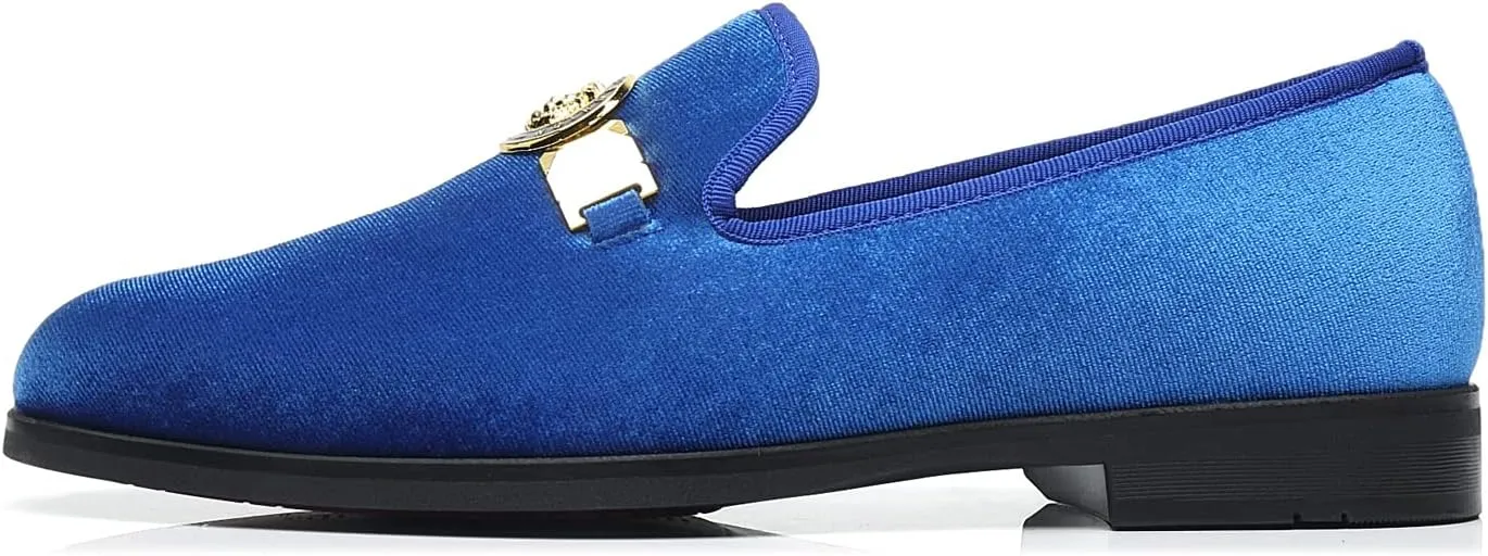 Men's Loafers Velvet Gold Buckle Fashion Handmade Party Wedding Prom Shoes