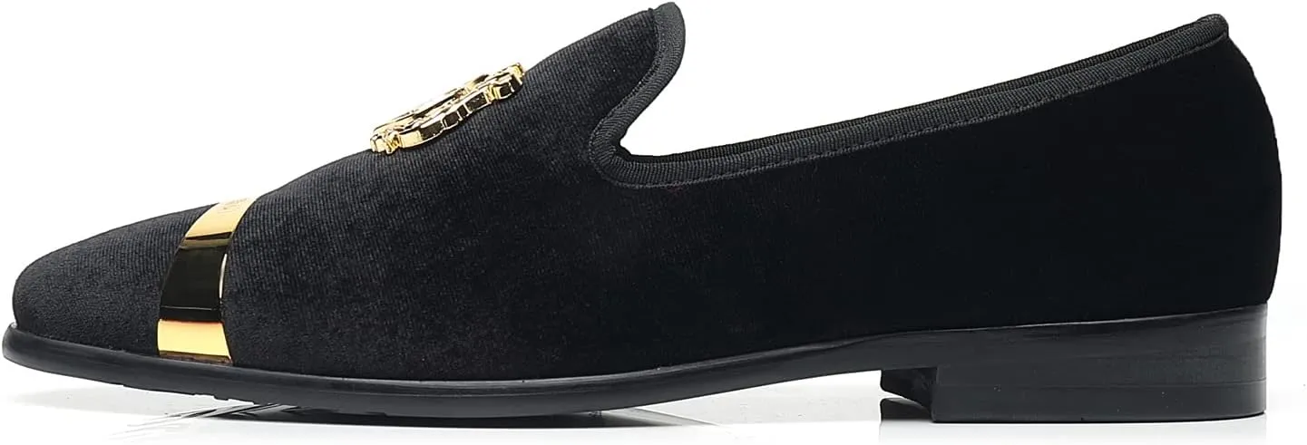 Men's Loafers Velvet Gold Buckle Fashion Handmade Party Wedding Prom Shoes