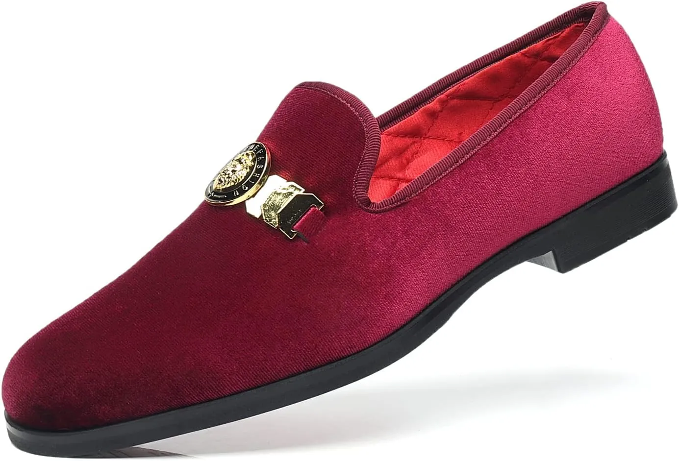 Men's Loafers Velvet Gold Buckle Fashion Handmade Party Wedding Prom Shoes
