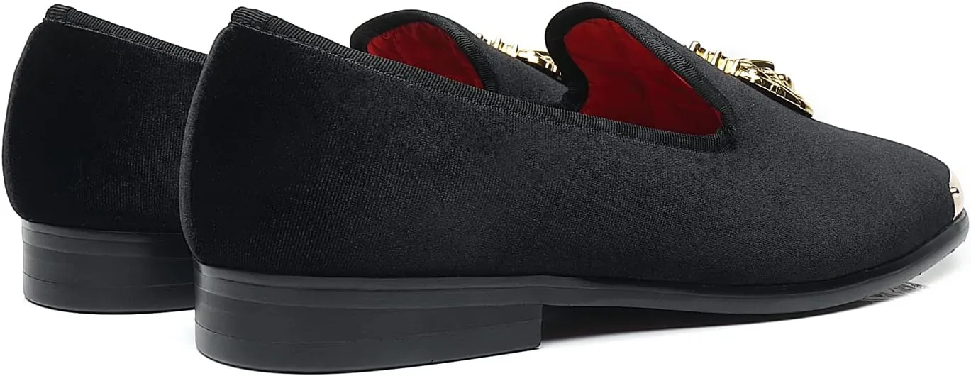 Men's Loafers Velvet Gold Buckle Party Prom Shoes