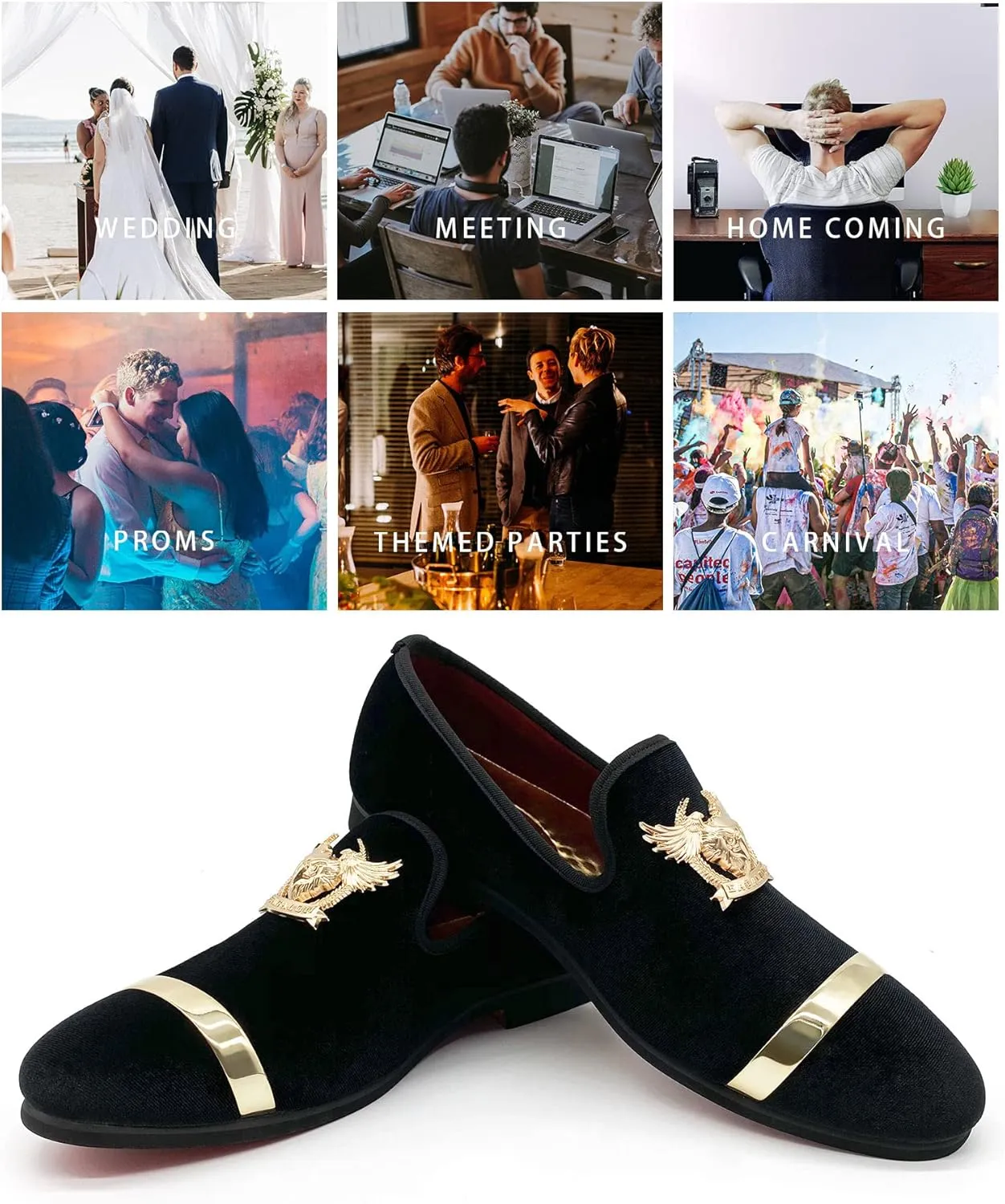 Men's Loafers Vintage Slip on Suede Dress Shoes Velvet Dress Loafers Size 7-13