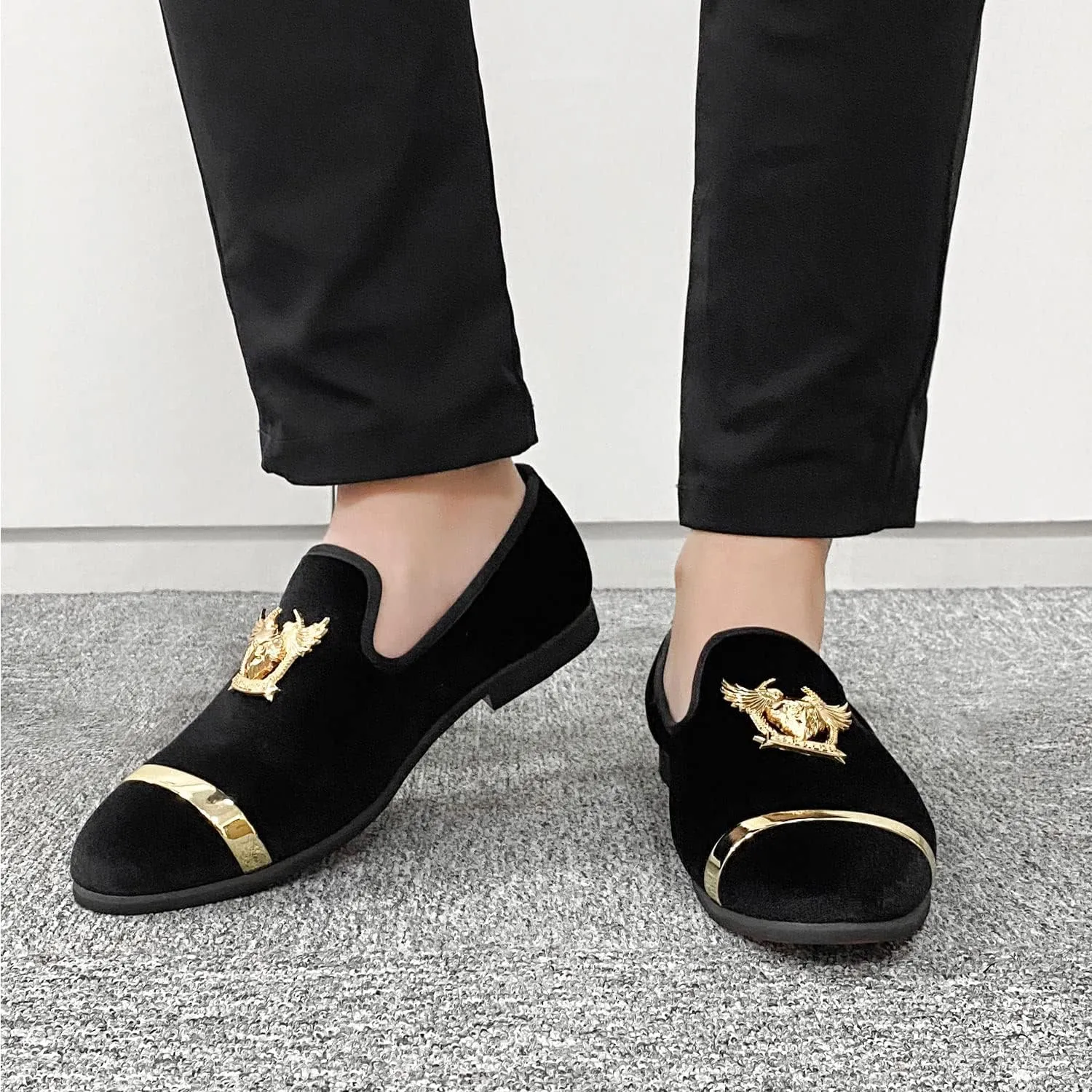 Men's Loafers Vintage Slip on Suede Dress Shoes Velvet Dress Loafers Size 7-13