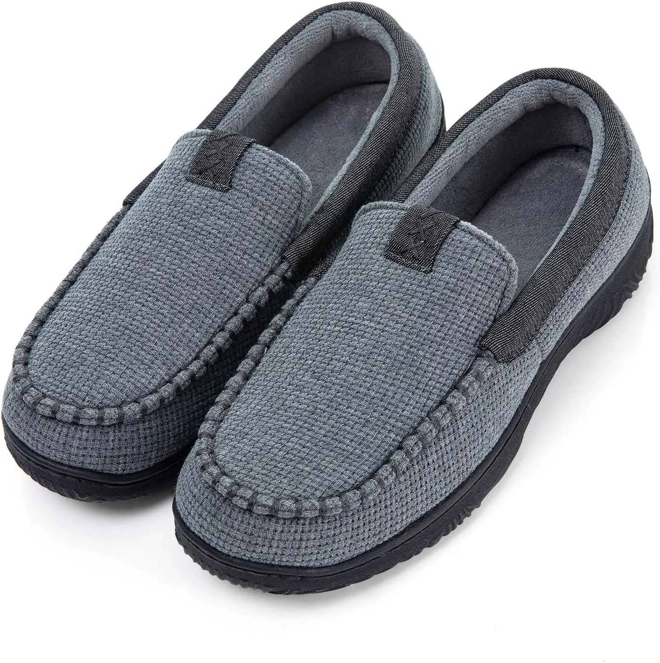 Men's Moccasin House Slippers - Memory Foam Indoor Outdoor Shoes Breathable Slip-on Loafers