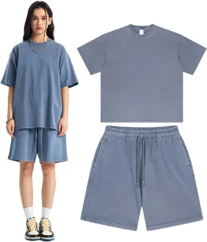 Men's Short Sleeve Tracksuit Summer 2 Piece T Shirt and Shorts Set Oversized Casual Unisex T-Shirt with Shorts