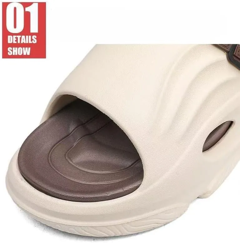 Men's Summer Flip Flops - Thick Soft Sole Slides, Non-Slip for Beach/Pool/Home, Outdoor Comfort Sandals