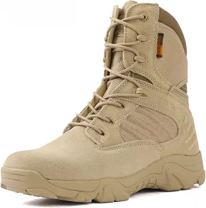 Men’s Tactical Boots, Work Boots for Men,Tactical Boot, Military Work Boots, High Help, Tactics, Wilderness, Mountaineering, Living Alone, Outdoor, Desert (Color : Sand, Size : 6)
