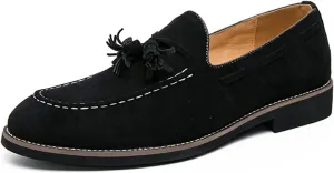 Men's Tassel Suede Slip-on Loafers Vintage Noble Velvet Pointed Toe Flats Smoking Slippers Prom Party Wedding Penny Shoes